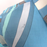 Emilio Pucci Marmo Button Down Shirt Blue Printed Cotton Size 38 Long Sleeve Top