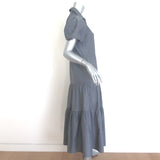 Brochu Walker The Havana Puff Sleeve Tiered Midi Dress Gray Chambray Size Small