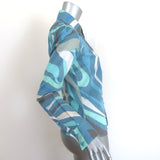 Emilio Pucci Marmo Button Down Shirt Blue Printed Cotton Size 38 Long Sleeve Top