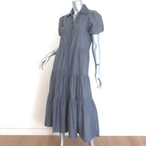 Brochu Walker The Havana Puff Sleeve Tiered Midi Dress Gray Chambray Size Small