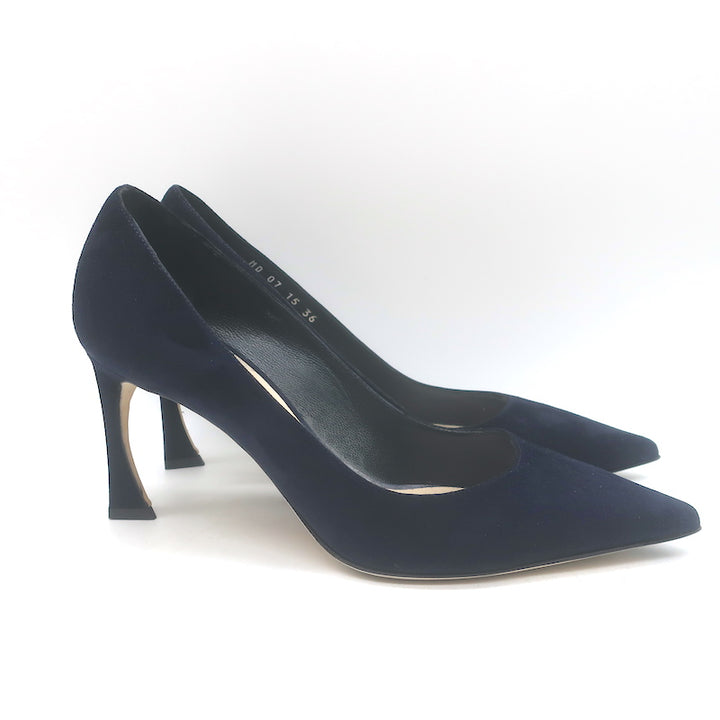 Christian Dior Songe Pointed Toe Pumps Navy Suede Size 36