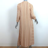 Natalie Martin Isobel Midi Dress Beige & Red Stripe Size Extra Small