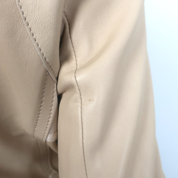 Chloe Linen-Trimmed Leather Biker Jacket Beige Size 36