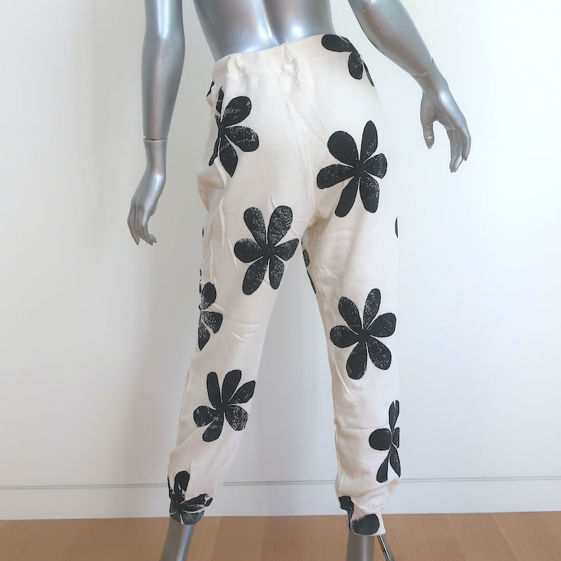 THE GREAT Cropped Sweatpants Cream Daisy Stamp Cotton Size 3