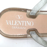 Valentino Rockstud Bow Jelly Flat Thong Sandals Silver Metallic Size 36