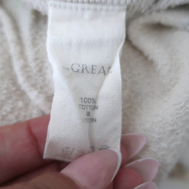 THE GREAT Cropped Sweatpants Cream Daisy Stamp Cotton Size 3