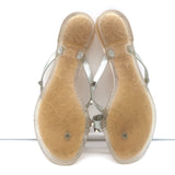 Valentino Rockstud Bow Jelly Flat Thong Sandals Silver Metallic Size 36