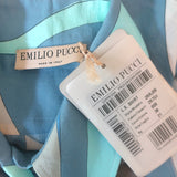 Emilio Pucci Marmo Button Down Shirt Blue Printed Cotton Size 38 Long Sleeve Top