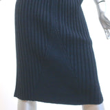 Chanel Ribbed Knit Pencil Skirt Navy Size 36