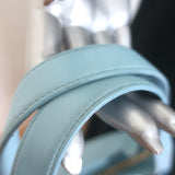 Vintage Chanel 1996 Wild Stitch Small Bowler Bag Light Blue Quilted Leather