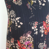 Saloni Lea Puff Sleeve Midi Dress Black Floral Jacquard Silk Size US 2
