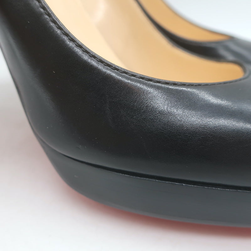 Christian Louboutin Bruges Platform Pumps Black Leather Size 37.5
