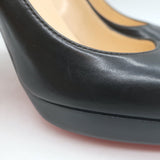Christian Louboutin Bruges Platform Pumps Black Leather Size 37.5