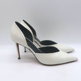 Celine d'Orsay Pointed Toe Pumps White Leather Size 36
