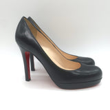 Christian Louboutin Bruges Platform Pumps Black Leather Size 37.5