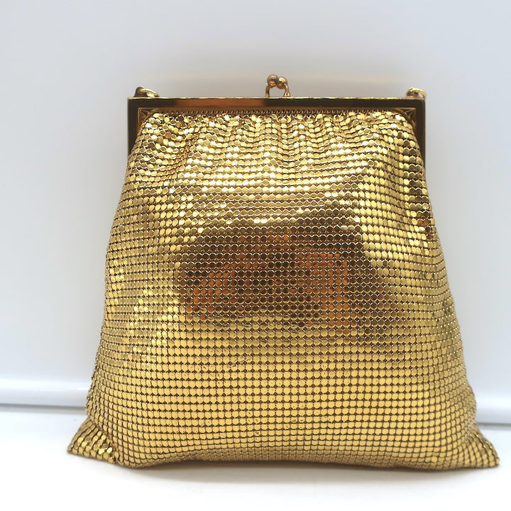 Whiting &amp; Davis Gold Mesh Kiss Lock Mini Evening Bag