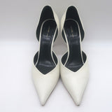 Celine d'Orsay Pointed Toe Pumps White Leather Size 36