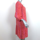 Natalie Martin Stevie Tassel Mini Dress Red Zig Zag Print Size Small