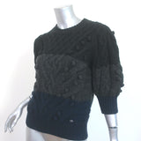 Chanel Colorblock Cashmere Short Sleeve Sweater Navy/Gray Cable Knit Size 40