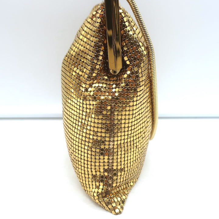 Whiting &amp; Davis Gold Mesh Kiss Lock Mini Evening Bag