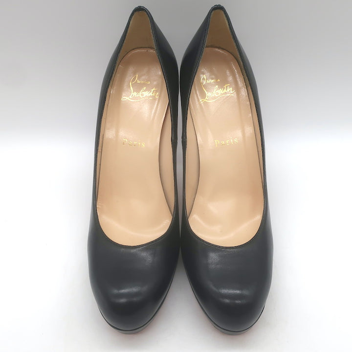 Christian Louboutin Bruges Platform Pumps Black Leather Size 37.5