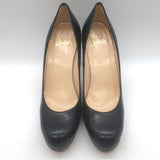 Christian Louboutin Bruges Platform Pumps Black Leather Size 37.5
