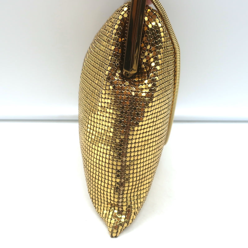 Whiting &amp; Davis Gold Mesh Kiss Lock Mini Evening Bag