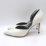 Celine d'Orsay Pointed Toe Pumps White Leather Size 36