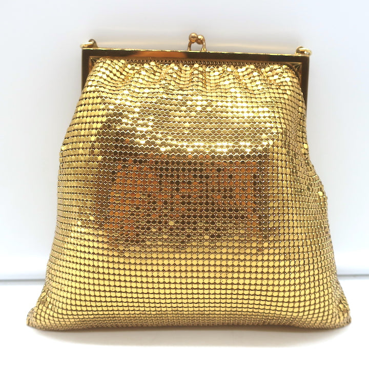 Whiting &amp; Davis Gold Mesh Kiss Lock Mini Evening Bag