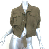 Saint Laurent Cropped Military Jacket Olive Brown Cotton Size 38