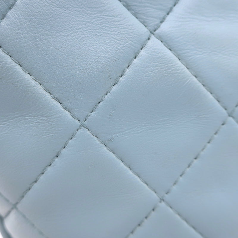 Vintage Chanel 1996 Wild Stitch Small Bowler Bag Light Blue Quilted Leather