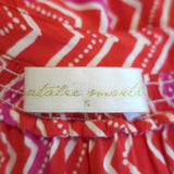 Natalie Martin Stevie Tassel Mini Dress Red Zig Zag Print Size Small