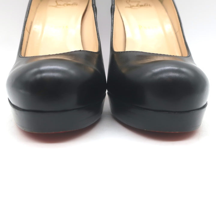 Christian Louboutin Bruges Platform Pumps Black Leather Size 37.5