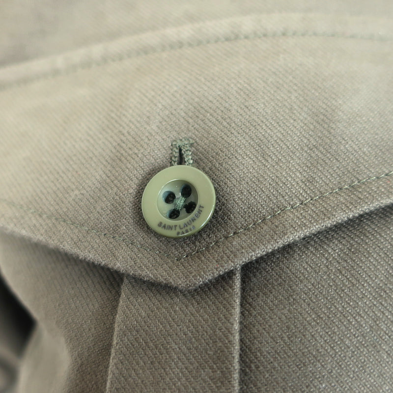 Saint Laurent Cropped Military Jacket Olive Brown Cotton Size 38