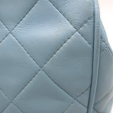 Vintage Chanel 1996 Wild Stitch Small Bowler Bag Light Blue Quilted Leather