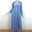 Natalie Martin Fiore Long Sleeve Maxi Dress Blue Zig Zag Print Size Extra Small