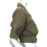 Saint Laurent Cropped Military Jacket Olive Brown Cotton Size 38