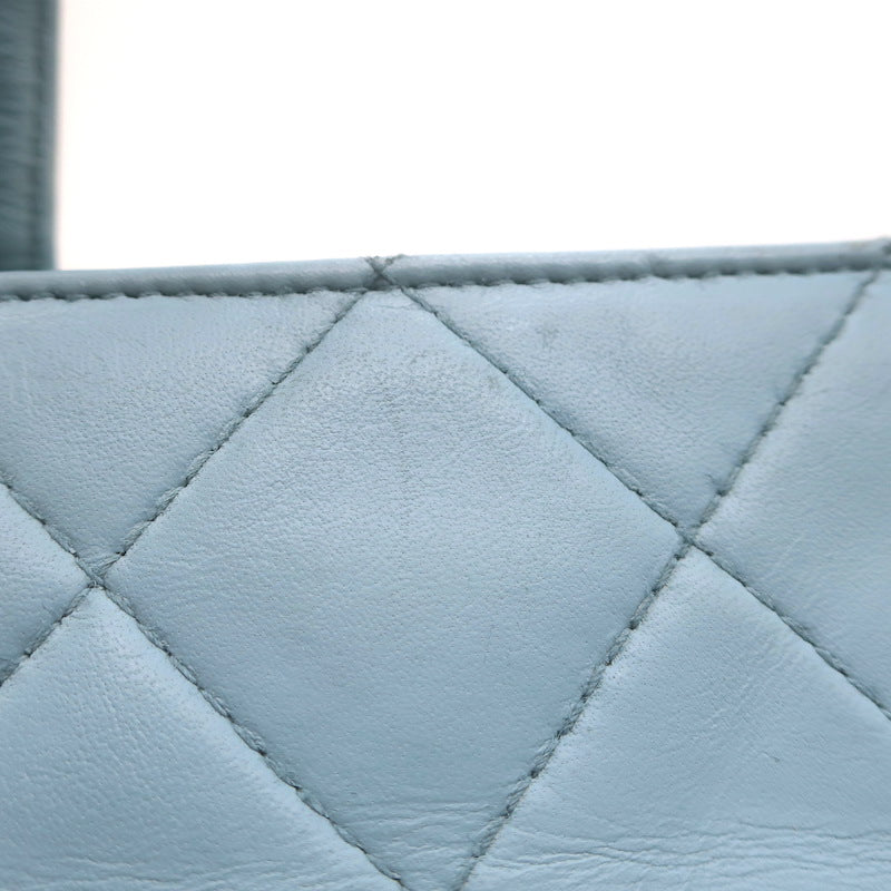 Vintage Chanel 1996 Wild Stitch Small Bowler Bag Light Blue Quilted Leather