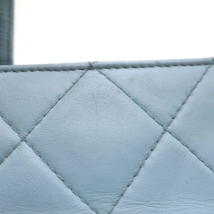 Vintage Chanel 1996 Wild Stitch Small Bowler Bag Light Blue Quilted Leather