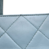 Vintage Chanel 1996 Wild Stitch Small Bowler Bag Light Blue Quilted Leather