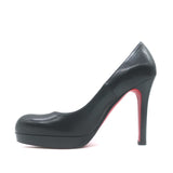 Christian Louboutin Bruges Platform Pumps Black Leather Size 37.5