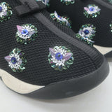 Christian Dior Fusion Floral Beaded Low Top Sneakers Black Mesh Size 37.5