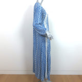 Natalie Martin Fiore Long Sleeve Maxi Dress Blue Zig Zag Print Size Extra Small