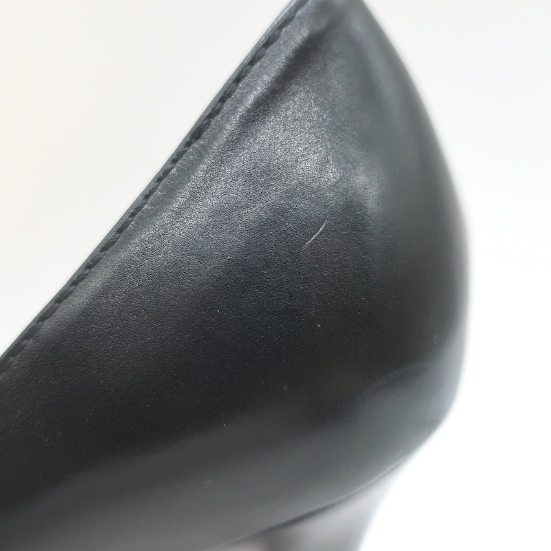 Christian Louboutin Bruges Platform Pumps Black Leather Size 37.5