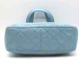 Vintage Chanel 1996 Wild Stitch Small Bowler Bag Light Blue Quilted Leather