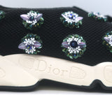 Christian Dior Fusion Floral Beaded Low Top Sneakers Black Mesh Size 37.5