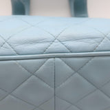 Vintage Chanel 1996 Wild Stitch Small Bowler Bag Light Blue Quilted Leather