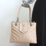 Saint Laurent LouLou Small Tote Beige Y Quilted Leather Crossbody