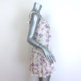 LoveShackFancy Serima Ruffled Lace-Trim Mini Dress Cream Floral Print Size Small