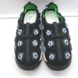 Christian Dior Fusion Floral Beaded Low Top Sneakers Black Mesh Size 37.5
